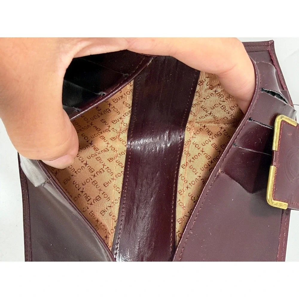 Buxton Vintage Burgundy Leather‎ Bifold Clutch Wallet Snap Closure checkbook